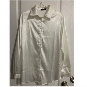 PRETTY LITTLE THING white satin button front shirt